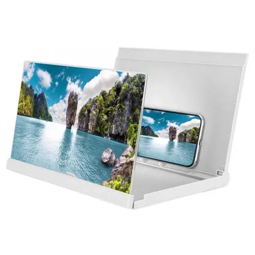 Amplificador de Pantalla F18 Universal Plegable Giratorio 12 Pulgadas Video HD (Blanco)