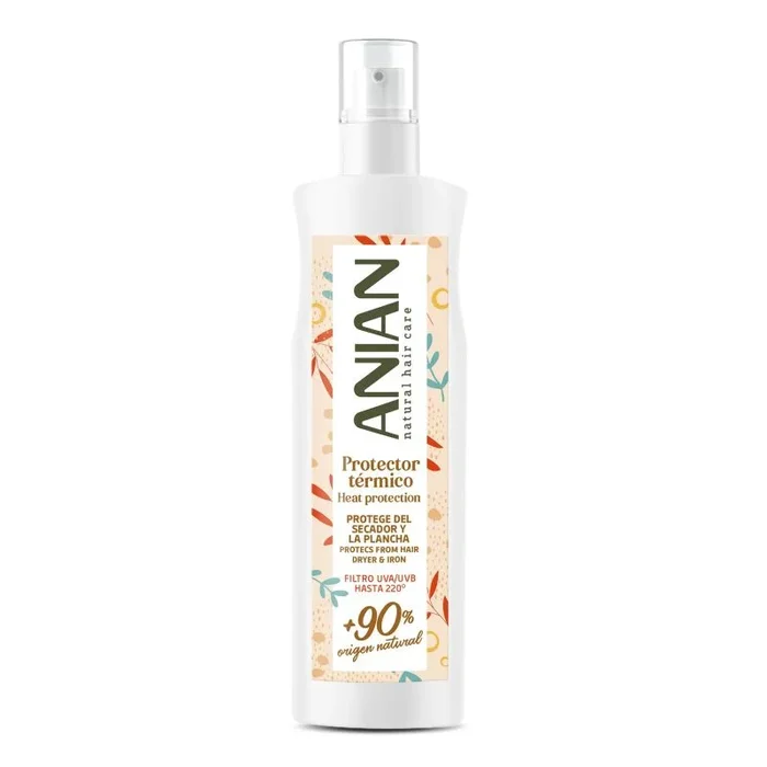 ANIAN – Protector de Calor para el Pelo, 250 ml, con Filtro UVA y UVB, Protege el Cabello hasta 220º, Previene las Puntas Abiertas, Plus de Hidratación, No Necesita Aclarado