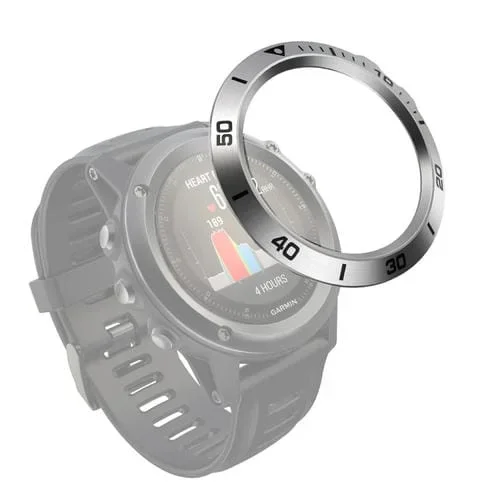 Anillo de Bisel para Garmin Fenix 3/3 Hh Smart Watch Steel (Letra Negra, Plata)