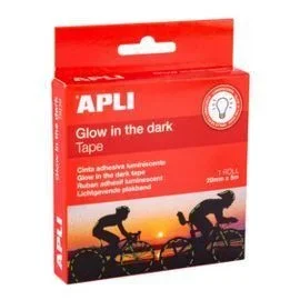 APLI 19235 – Cinta adhesiva luminiscente, brilla en la oscuridad – Rollo de señalización y seguridad de 20 mm x 5 m