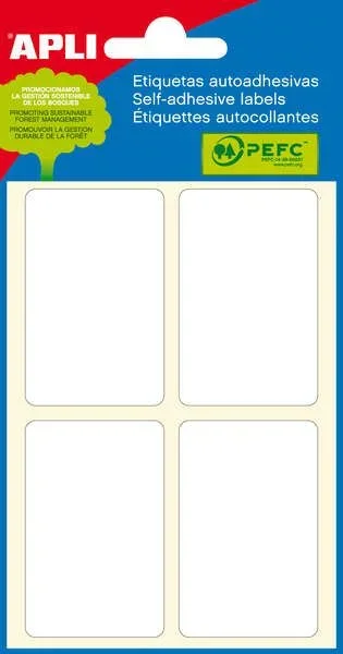 APLI 2683 – Etiquetas blancas adhesivo fuerte (34 x 53) 6 hojas