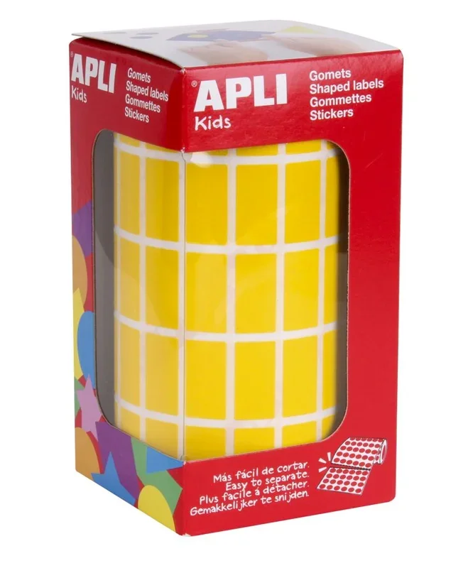 APLI Kids 4883 – Rollo gomets rectangulares 20 x 10 mm amarillos