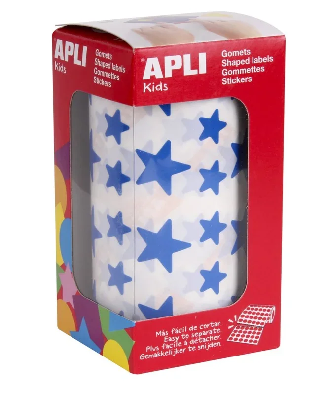APLI Kids 4888 – Rollo de gomets estrella, color azul