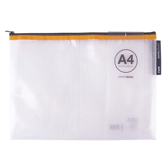 Apli sobres porta-todo de goma eva transparente a4 (355x255mm) – suaves, portatiles, resistentes y duraderos – cierre de cremallera – colores surtidos