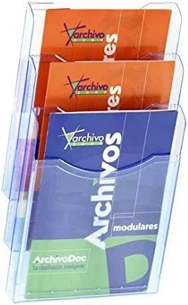 Archivo 2000 expositor mural archiplay 3 compartimentos din a4 vertical 105x235x445 mm azul transparente