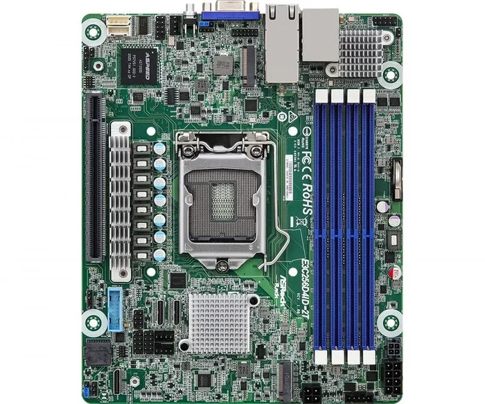 AsRock Rack E3C256D4ID-2T Deep Mini-ITX – Placa base para servidor de un solo zócalo H5 (LGA1200) Intel Xeon E-2300 y 10ª generación Pentium Series C256 Dual 10GbE
