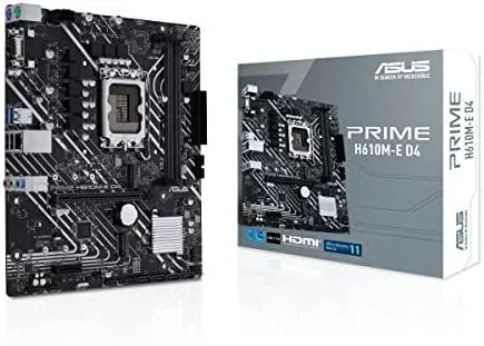 ASUS Prime H610M-E D4 – Placa Base para Juegos Intel LGA 1700 (Intel H610, mATX, Memoria DDR4, PCIe 4.0, 2 Conectores M.2, cabecera COM, encabezado RGB), Negro, H610 (LGA1700)