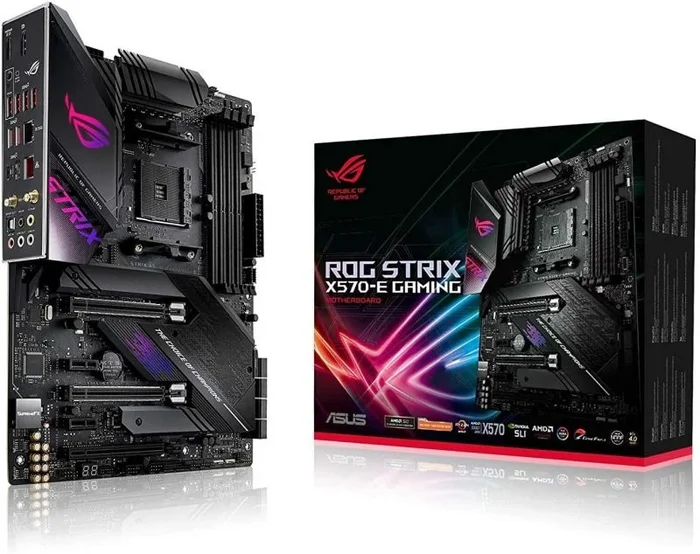ASUS ROG Strix X570-E Gaming – Placa Base Gaming AMD AM4 X570 ATX con PCIe 4.0, Aura Sync RGB led, 2.5 Gbps y Intel Gigabit LAN, Wi-Fi 6 (802.11ax), Dual M.2, SATA 6Gb/s, soporta Ryzen 3000