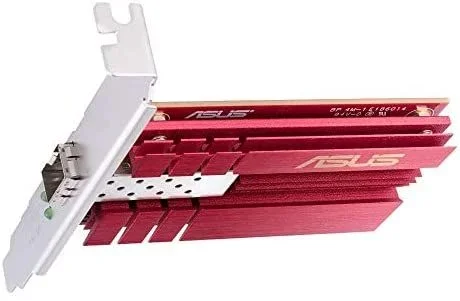 ASUS XG-C100F, Tarjeta de Red PCIe 10 gigabit con Puerto SFP+ (Soporte Perfil bajo, QOS, Conexiones DAC), Negro, PCle 10 Gigabit