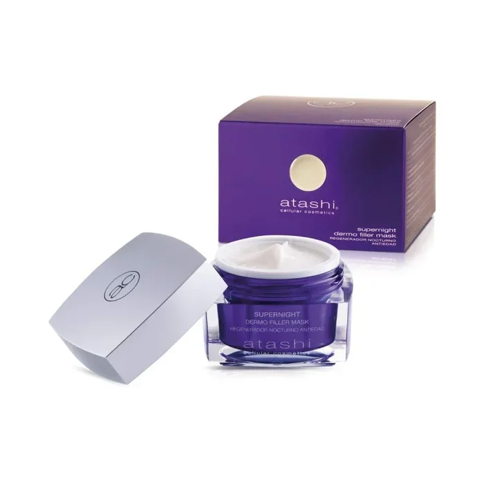 Atashi Supernight | Dermo Filler Mask | Mascarilla Facial Antiedad | Antiarrugas, Antimanchas, Repara y Protege de la Luz Azul | Con Ácido Hialurónico y Niacinamida | Todo Tipo de Pieles | 50 ml