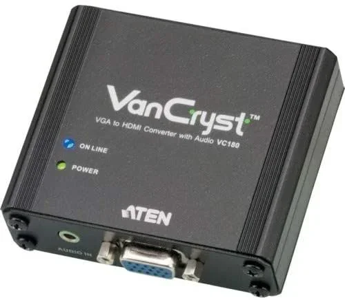 ATEN CONV./BOOST VGA TO HDMI AUDIO/VIDEO CONVERTER (VC180-AT VGA, HDMI, 165MHZ, 1080P, DC 5.3V, 3.2W, 150G