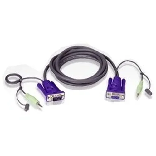 Aten vga / audio cable cable para video, teclado y ratón (kvm) 1,8 m negro
