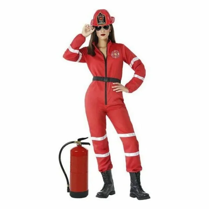 Atosa | Disfraz de Bombera para Mujer Adulta | Incluye Mono Rojo y Cinturón | Modelo Elegante y Cómodo | Ideal para Carnaval, Halloween y Fiestas Temáticas | Disfraces para Adultos | Talla XS-S