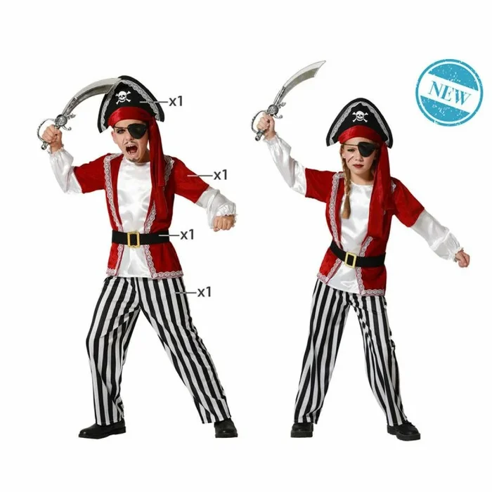 Atosa | Disfraz de Pirata Unisex para Niño | Conjunto Incluye Camisa, Pantalón, Cinturón y Sombrero | Disfraces Ideales para Carnaval, Halloween y Fiestas Temáticas | 5-6 Años