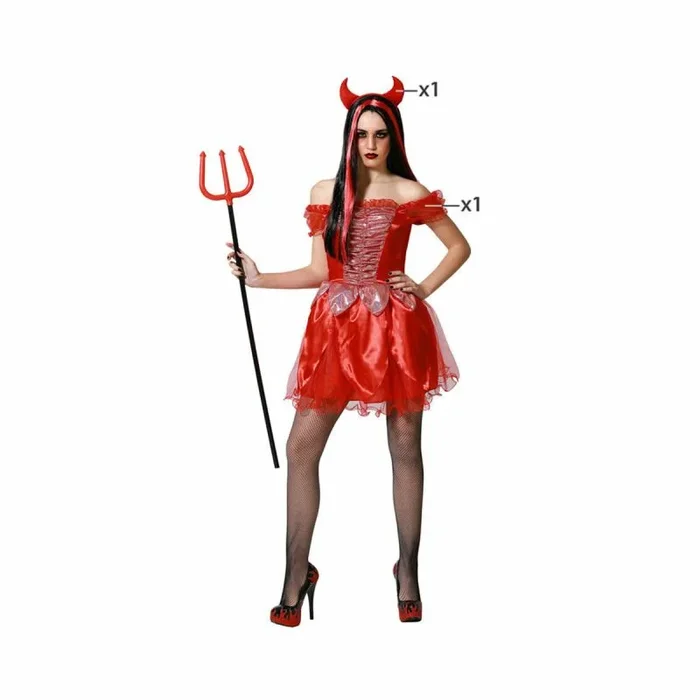 Atosa disfraz demonia roja fuego mujer adulto XS