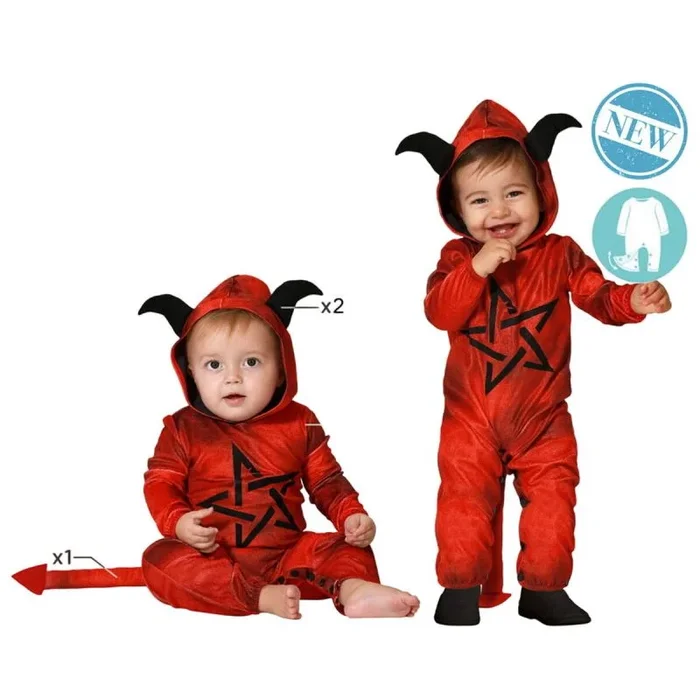 Atosa disfraz demonio rojo bebé niño con gorro 12 a 24 meses