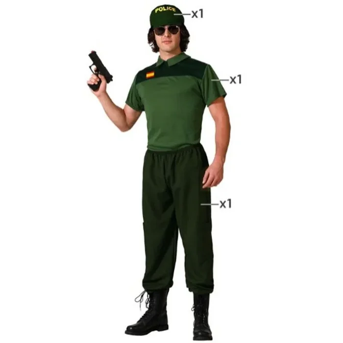Atosa disfraz guardia civil camiseta verde hombre adulto M
