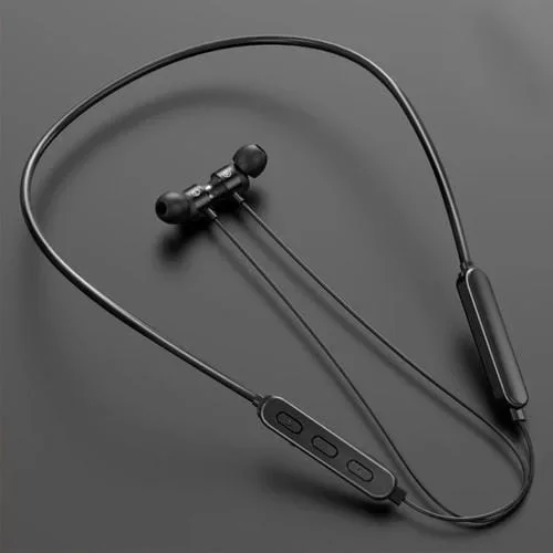 Auricular Deportivo Bluetooth 5.1 Con Cable Redondo Montado En El Cuello Función Magnética (Negro)