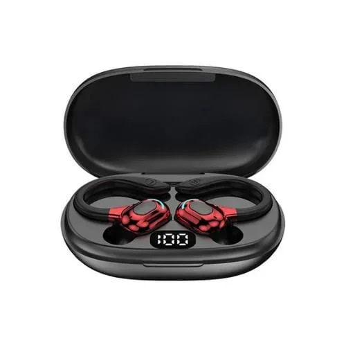 Auriculares Bluetooth Inalámbricos F8 Con Oreja Colgante y Contenedor De Carga (Rojo)