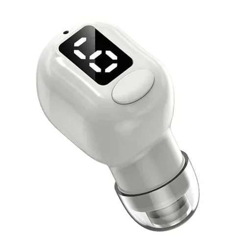 Auriculares Bluetooth M5 Pantalla Digital Mini Invisibles en la Oreja (Blanco)