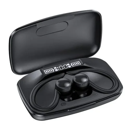 Auriculares Bluetooth TWS con Reducción de Ruido y Pantalla LED con Banco de Energía (Negro)