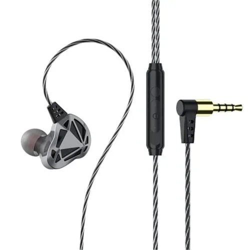 Auriculares con cable Qkz Ak7 graves pesados estéreo Hifi deportivos internos 3,5 mm (Gris)