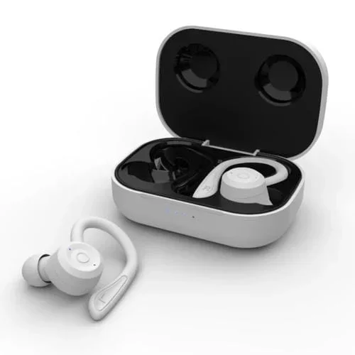 Auriculares Deportivos T20 Tws Bluetooth Inalámbricos Con Ganchos Caja De Carga (Blanco)