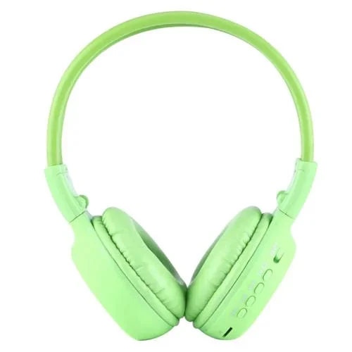 Auriculares Inalámbricos Bs-N65 Estéreo Hifi Plegables Con Diadema Pantalla Lcd Ranura Tarjeta Tf Luz Led Función Fm (Verde)
