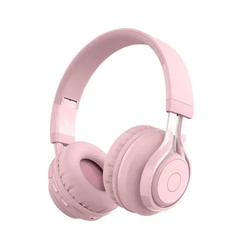 Auriculares inalámbricos Bt06C Bluetooth 5.0 para niños con micrófono Led Aux-In (Pink)