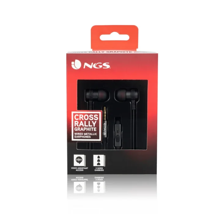 Auriculares metálicos ngs cross rally graphite- cable plano 1.2m -control de volumen – tecnología voice assistant- 3.5mm