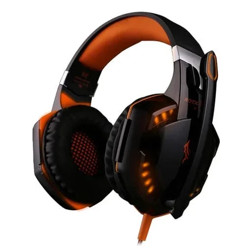 Auriculares Para Juegos Kotion Each G2000 Diadema Con Micrófono Estéreo Bajo Luz Led Para Pc Gamer (Naranja + Negro) Cable 2.2M