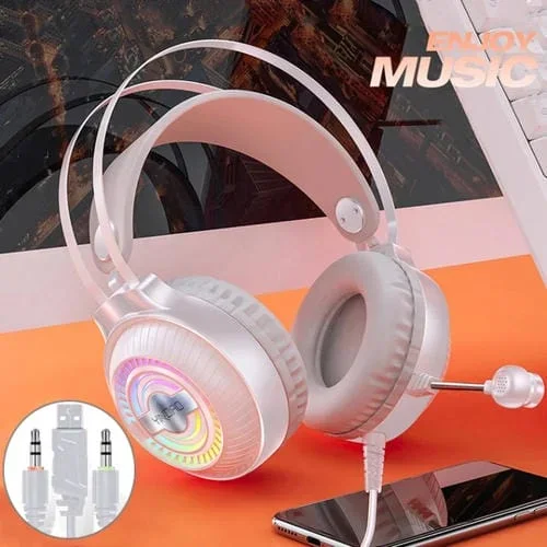Auriculares para Juegos Yindiao Q4 con Cable y Micrófono, Versión Dual 3.5 mm + USB (Blanco)