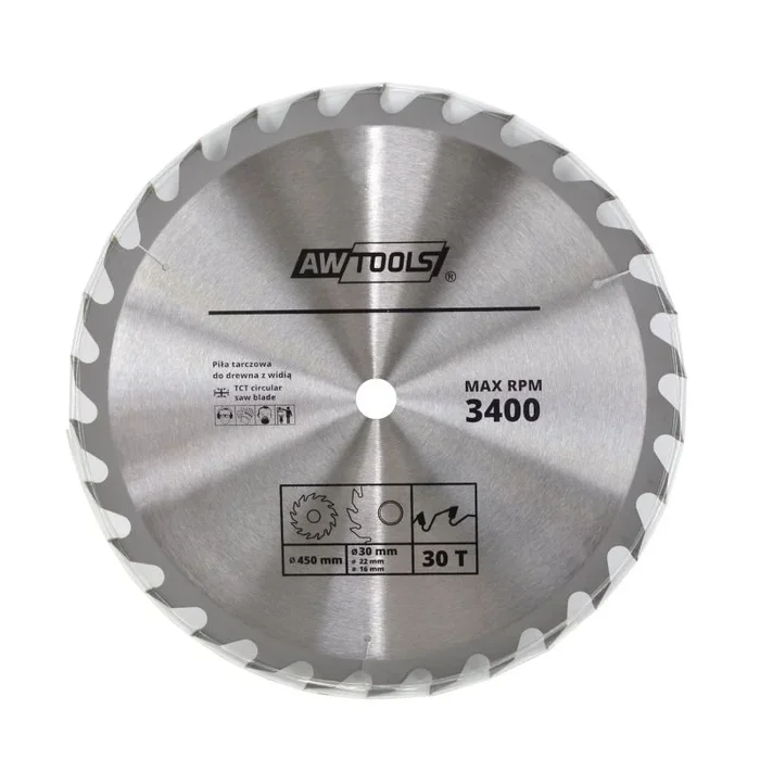 Awtools, Sierra circular TCT 400×30/22/16x60z, para cortes en madera, plástico y metales no ferrosos, alta durabilidad, uso profesional, compatible con sierras circulares