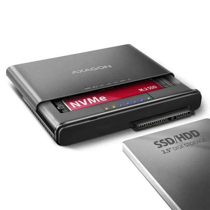 Axagon ADSA-CC USB-C 10Gbps – NVMe M.2 SSD & SATA 2.5/3.5 SSD/HDD CLONE MASTER 2 – Digital/Daten – NVMe USB 3.2 Gen 2 (3.1 Gen 2) Type-C Negro