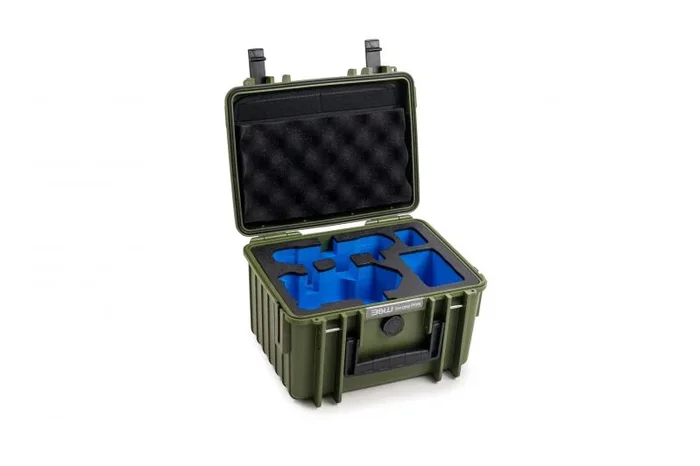 B&W – Maletín de Transporte para dji Mini 4 Pro Drone y Fly More Combo – Type 2000 Bronze-Verde – Impermeable según certificación IP67, Resistente al Polvo, irrompible e Indestructible