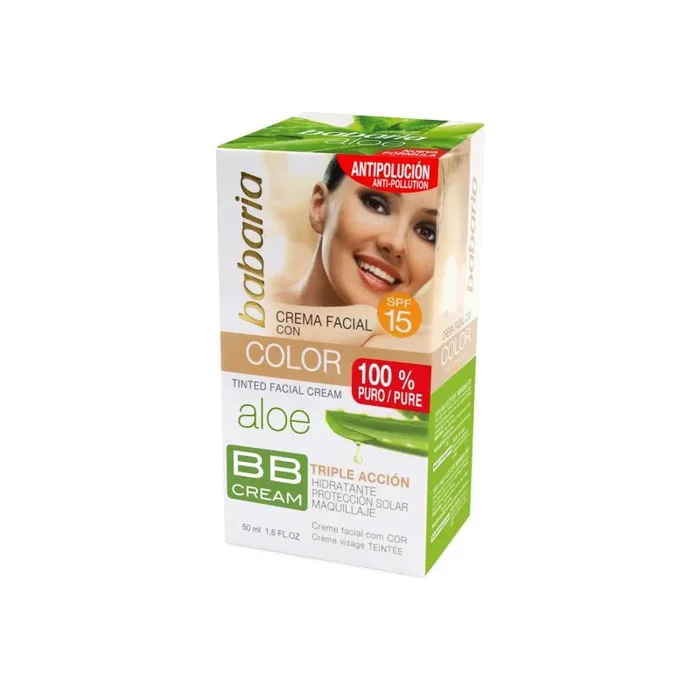 Babaria – Crema Facial Con Aloe Vera Puro 100% | Crema Hidratante Facial Mujer Y Hombre 50ml | Protector Solar Con Maquillaje | Cremas Faciales Mujer Y Cremas Faciales Hombre