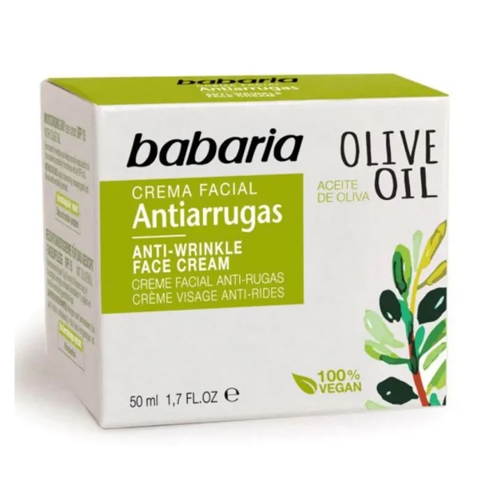 Babaria Aceite de Oliva Crema Facial Antiarrugas Noche Crema Antiarrugas – 50 ml