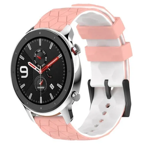 Banda de Reloj Amazfit GTR 4 Pro 22mm silicona textura de fútbol (Rosa + Blanco)