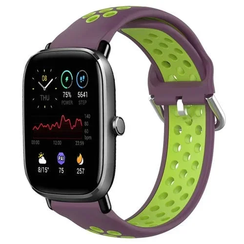 Banda de Reloj Amazfit GTS 2 Mini 20mm silicona deportiva transpirable perforada (Púrpura + Lima)
