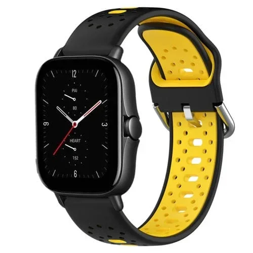 Banda de Reloj Amazfit GTS 2E 20mm Silicona Transpirable Dos Colores (Negro + Amarillo)