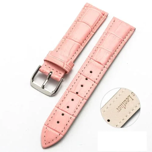 Banda de Reloj Cuero de Vaca Dos Capas Textura Bambú 10mm (Rosa)