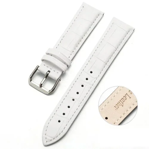 Banda de Reloj Cuero de Vaca Textura Bambú Dos Capas 10mm (Blanco)
