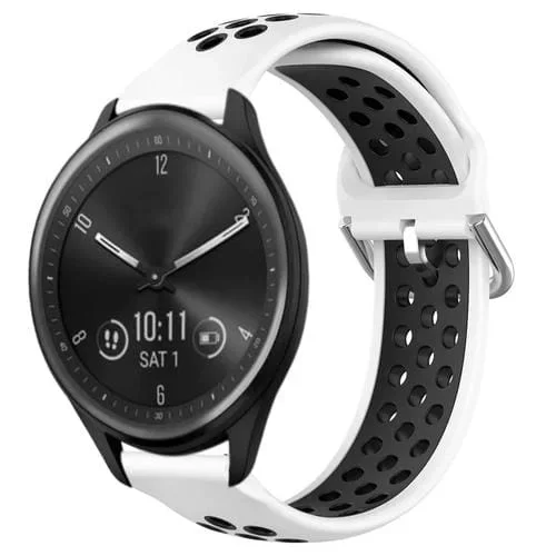 Banda de Reloj de Silicona Deportiva para Garmin Vivomove Sport 20mm (Blanco + Negro)