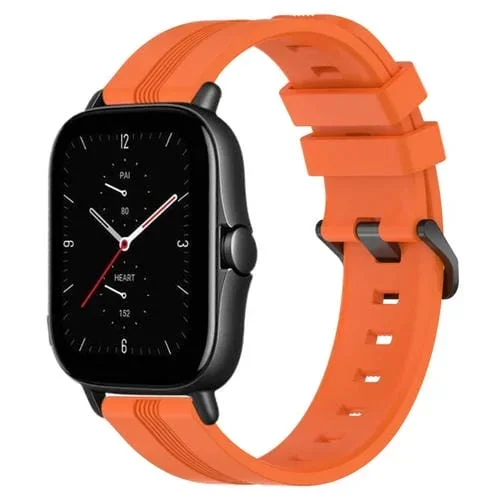 Banda de Reloj de Silicona para Amazfit GTS 2E 20mm con Rayas Cóncavas (Naranja)