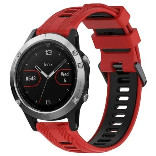 Banda de Reloj de Silicona para Garmin Fenix 5 Sports (Rojo + Negro)