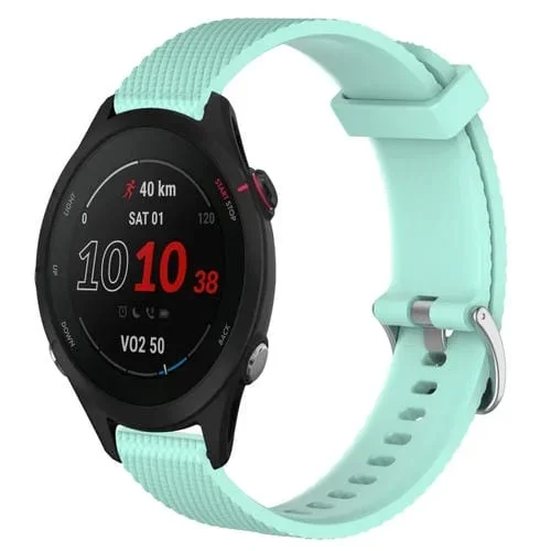 Banda de Reloj de Silicona para Garmin Forerunner 255S Music con Textura de Diamante 18mm (Verde Azulado)
