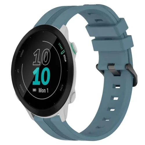 Banda de Reloj de Silicona para Garmin Forerunner 55 20mm con Rayas Cóncavas (Rock Cyan)