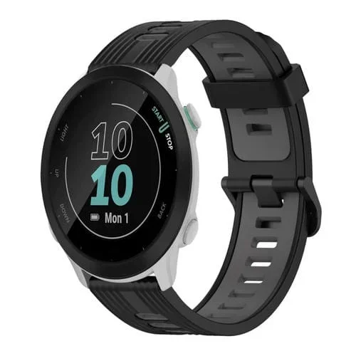 Banda de Reloj de Silicona para Garmin Forerunner 55 20mm (Negro+Gris)
