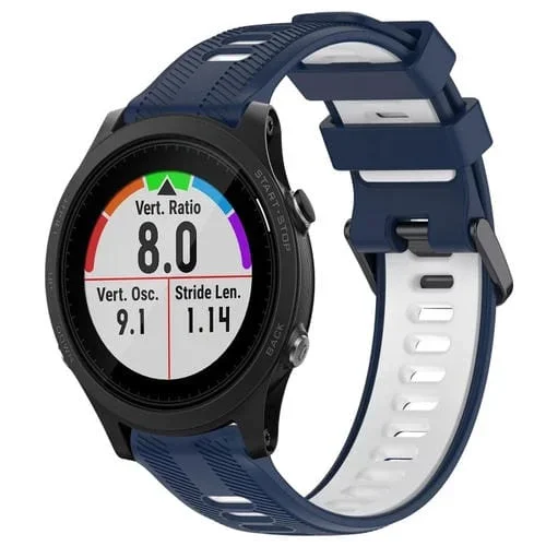 Banda de Reloj de Silicona para Garmin Forerunner 935 Sports (Azul Medianoche + Blanco)
