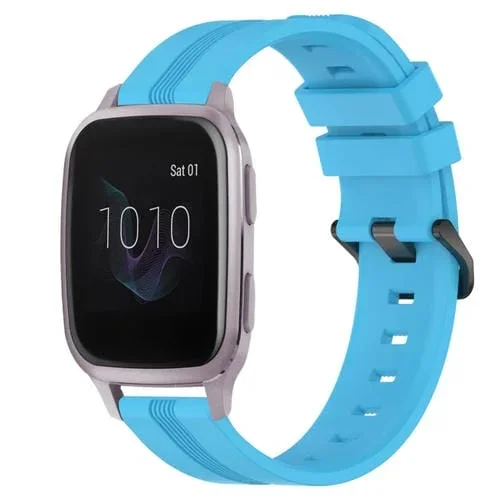 Banda de Reloj de Silicona para Garmin Venu Sq 20mm con Rayas Cóncavas (Azul Cielo)